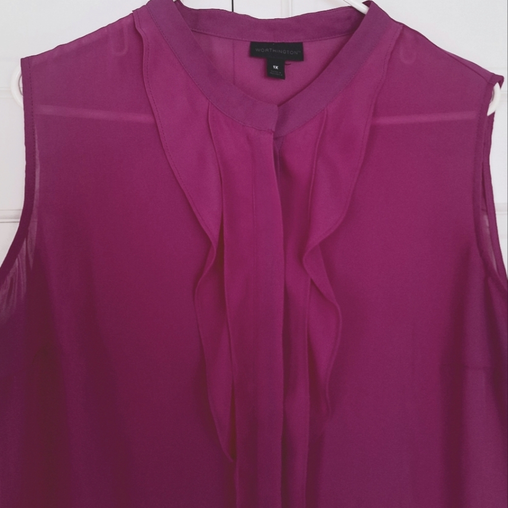 Worthington semi sheer sleeveless blouse - Picture 2 of 6
